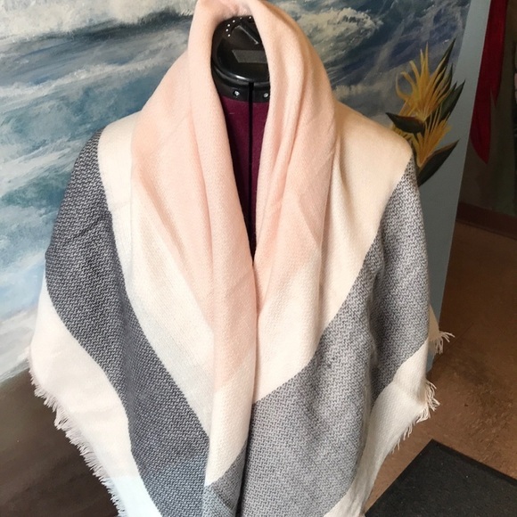 Big blanket scarf / wrap pink and grey / NEW - Picture 1 of 3